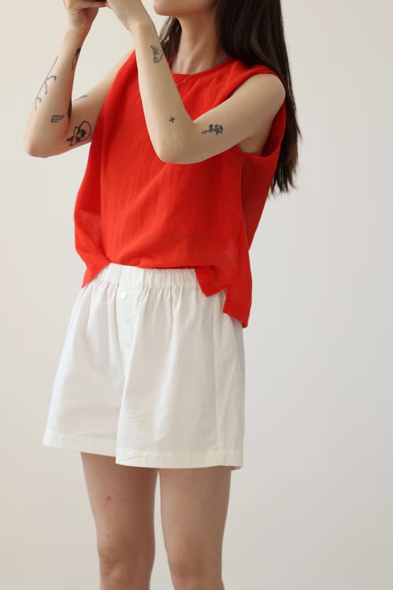 3rd 三天堂日本棉麻橘紅色小背心 japanese cotton linen tank