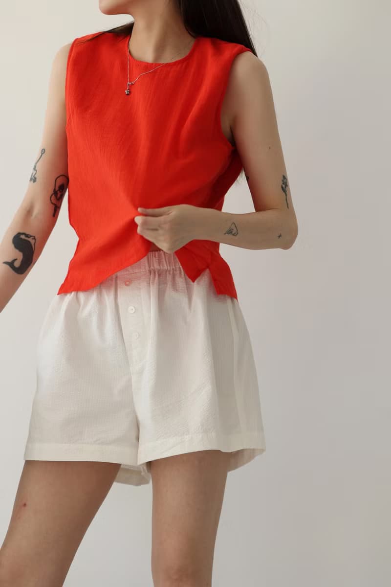 3rd 三天堂日本棉麻橘紅色小背心 japanese cotton linen tank