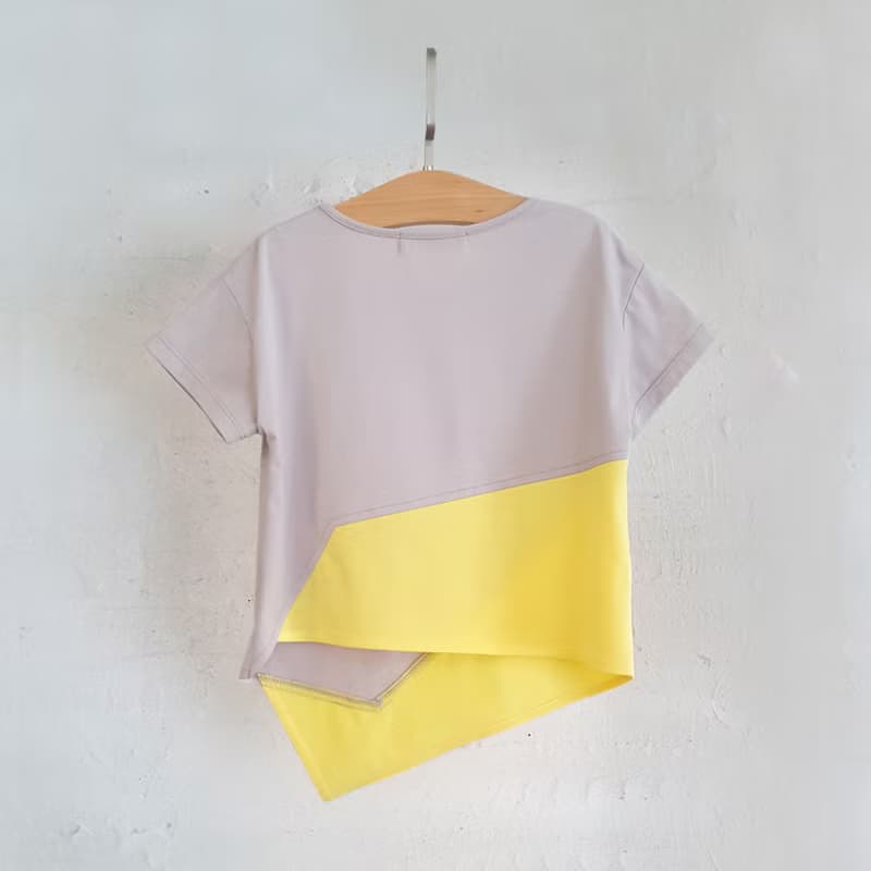 Comoyo-不規則配色短袖(粉/灰)