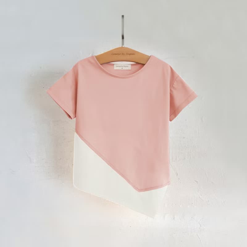 Comoyo-不規則配色短袖(粉/灰)