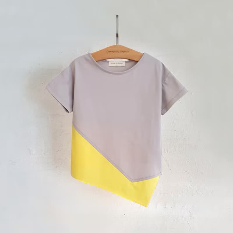 Comoyo-不規則配色短袖(粉/灰)