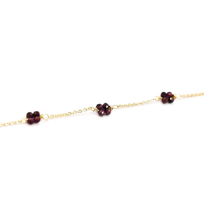 愛情 x 石榴石 誕生石 黃銅鍍18K【初見花語】手鍊