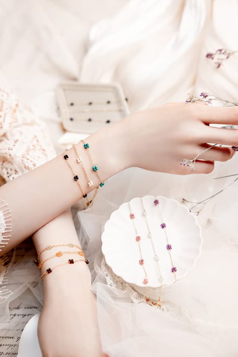 愛情 x 石榴石 誕生石 黃銅鍍18K【初見花語】手鍊