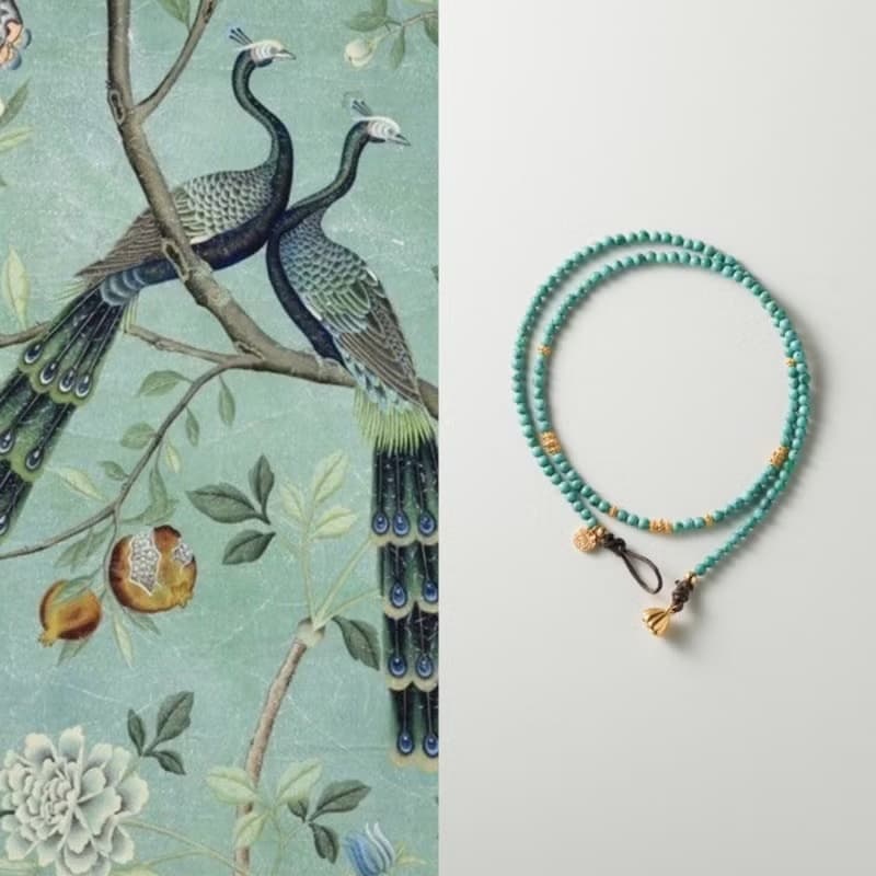 原創只此青綠綠松石小米珠項鏈手作串珠項鏈