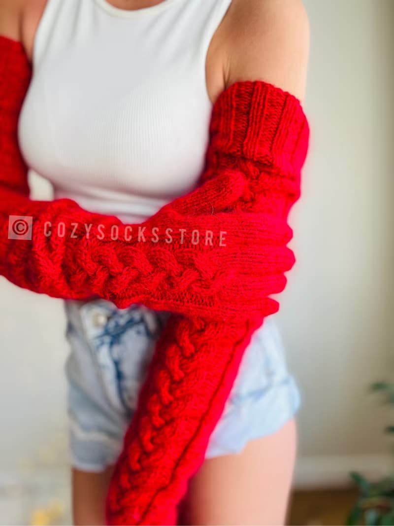 保暖露指手套 長手套男女皆宜 羊毛冬季連指手套 羊駝毛護臂