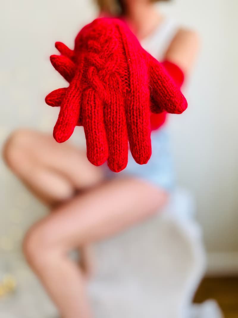 保暖露指手套 長手套男女皆宜 羊毛冬季連指手套 羊駝毛護臂