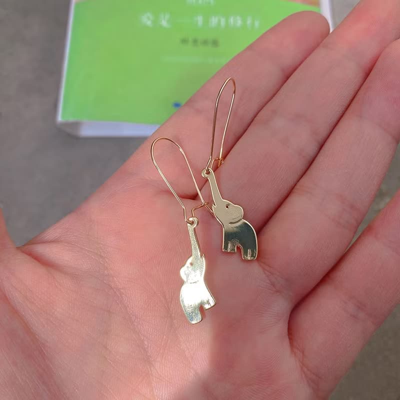 Hi Onion原創不被舒束縛的象小眾耳環耳鉤鍍金高級感氣質童趣情侶