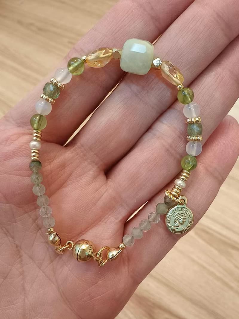 C.Lady晶女子。脈輪水晶系列－綠摩根石水晶手鍊