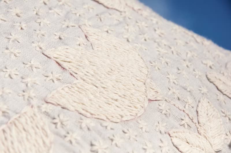 無染色手縫純棉布手提包 刺繡托特包 手工刺繡肩背包 手縫包-花朵