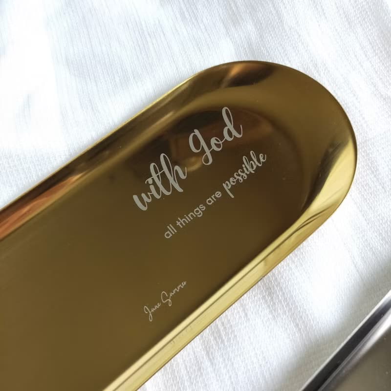 【with God -不鏽鋼橢圓盤】加厚金屬收納飾品擺飾盤 附包裝盒