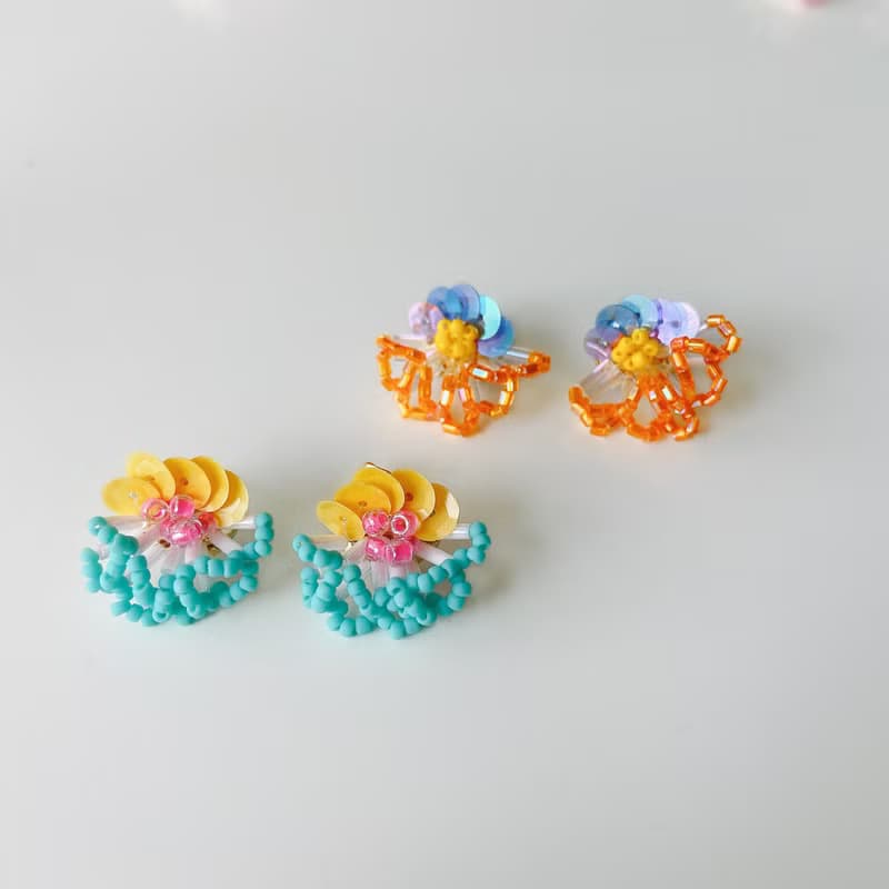 夏天的珊瑚 耳環/耳針/耳夾/夾式/耳飾