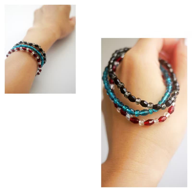 水晶玻璃珠組合手鍊 | 一組三入