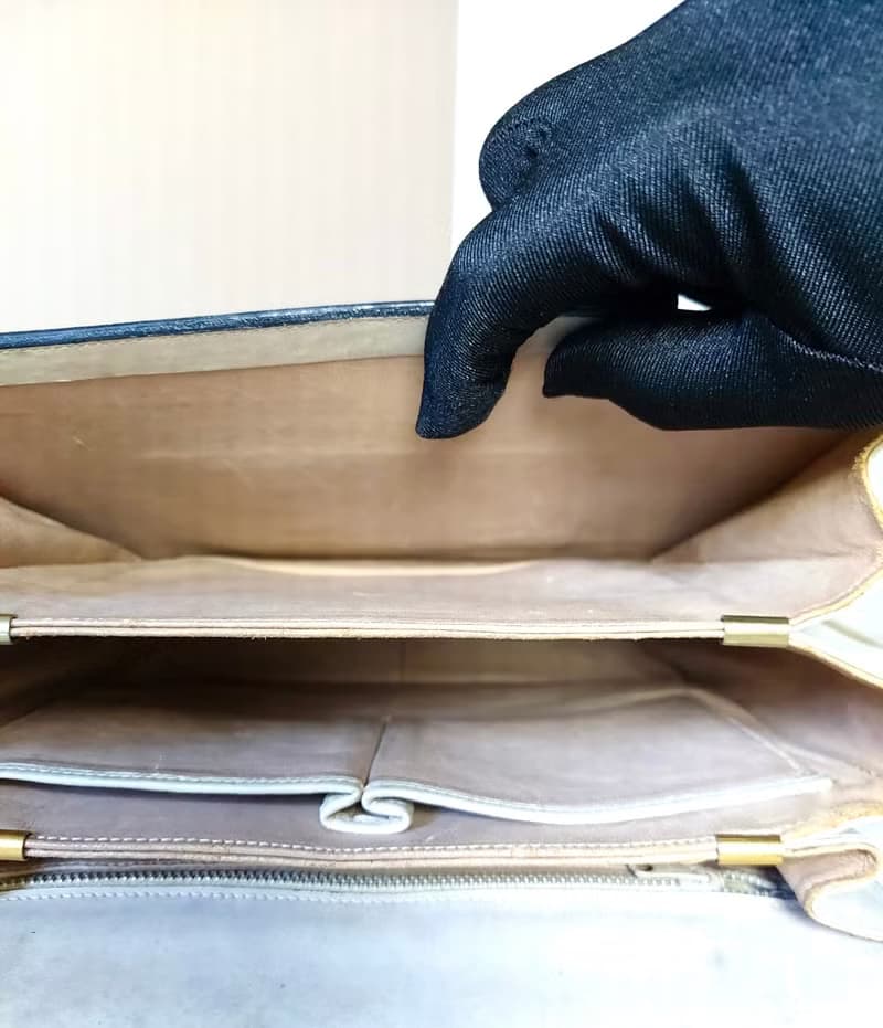 絕版稀有品中古二手Celine海軍藍拼白色馬車單肩側背腋下包手袋