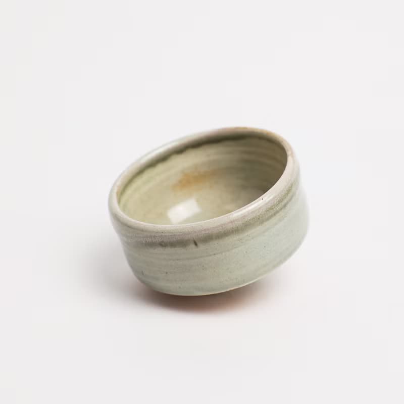 明芽窯 l 柴燒青瓷落灰茶碗 灰 陶器 陶藝品 茶具 蒐藏品 T