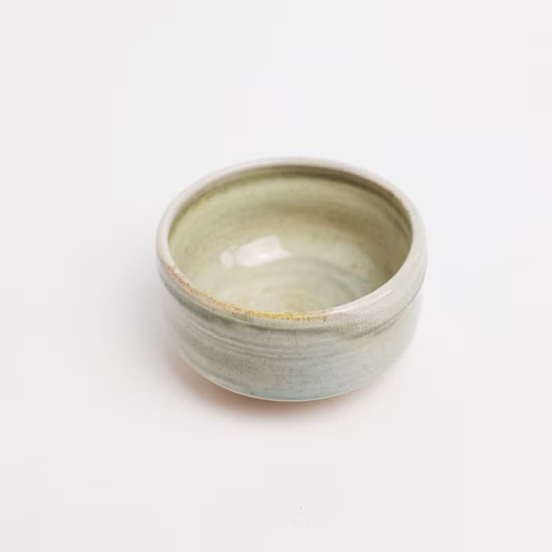 明芽窯 l 柴燒青瓷落灰茶碗 灰 陶器 陶藝品 茶具 蒐藏品 T