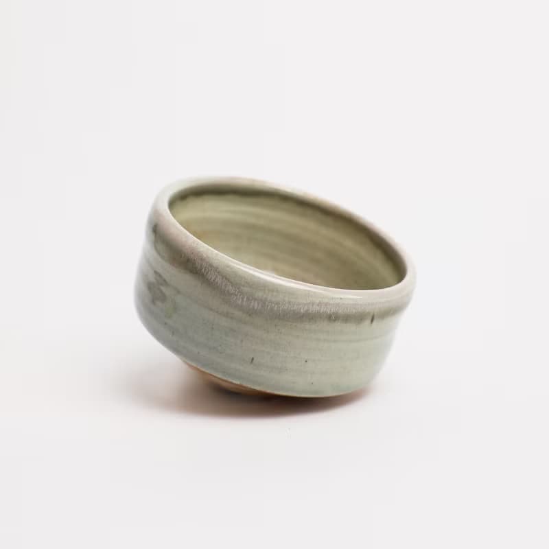 明芽窯 l 柴燒青瓷落灰茶碗 灰 陶器 陶藝品 茶具 蒐藏品 T
