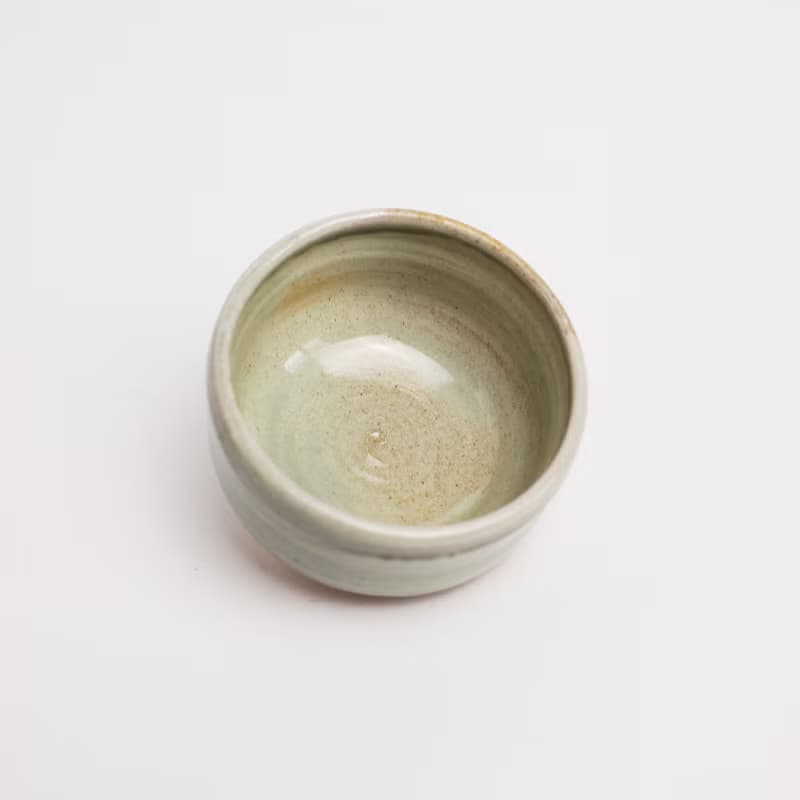 明芽窯 l 柴燒青瓷落灰茶碗 灰 陶器 陶藝品 茶具 蒐藏品 T