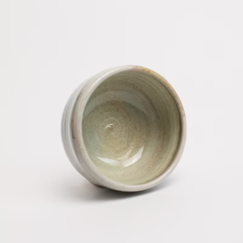 明芽窯 l 柴燒青瓷落灰茶碗 灰 陶器 陶藝品 茶具 蒐藏品 T