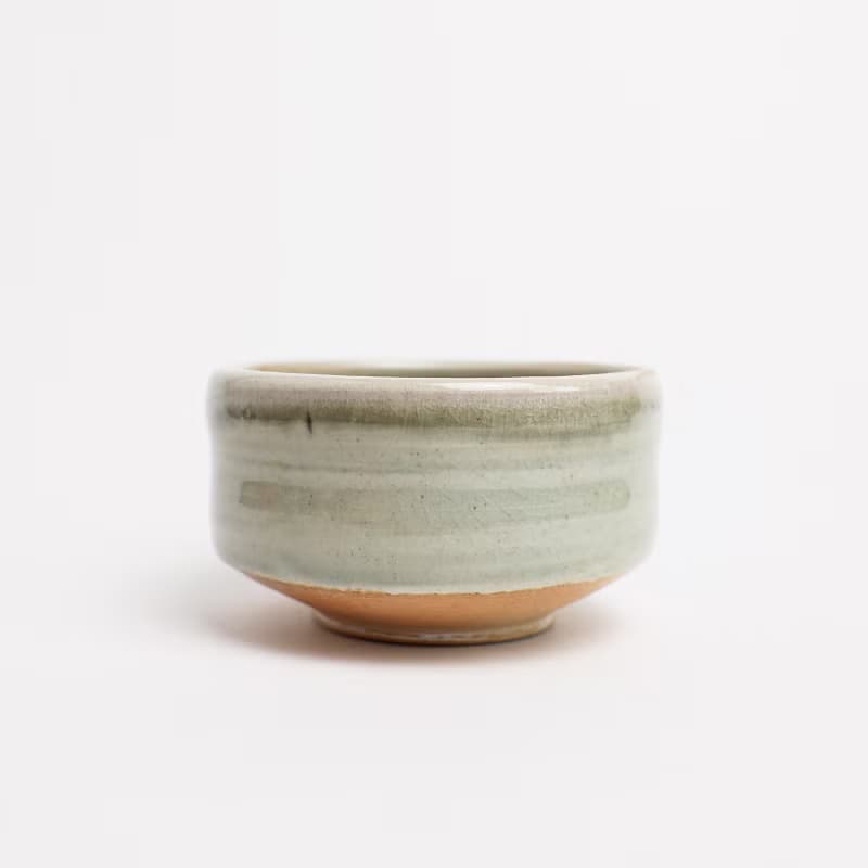 明芽窯 l 柴燒青瓷落灰茶碗 灰 陶器 陶藝品 茶具 蒐藏品 T