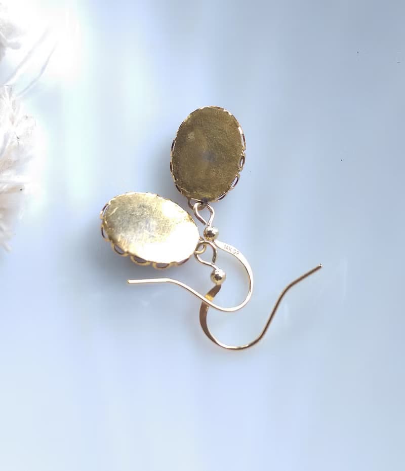 Vintage Jewelry 西洋古董飾品 聖甲蟲 咖啡色 耳勾針 針式耳環