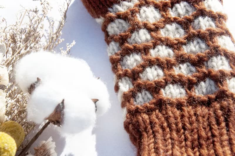 手織純羊毛針織手套/露趾手套/內刷毛手套/保暖手套-北歐焦糖咖啡