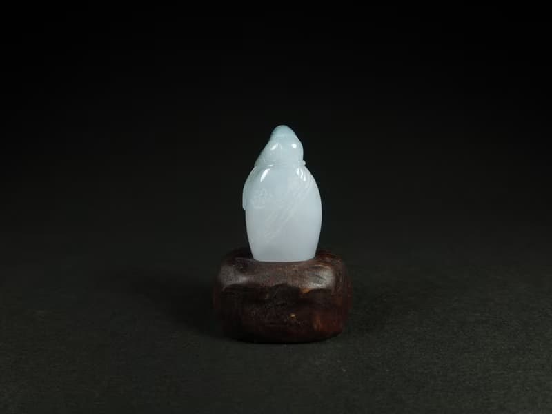 雕件 印紐系列-喜上眉梢(喜鵲) 花青種緬甸玉