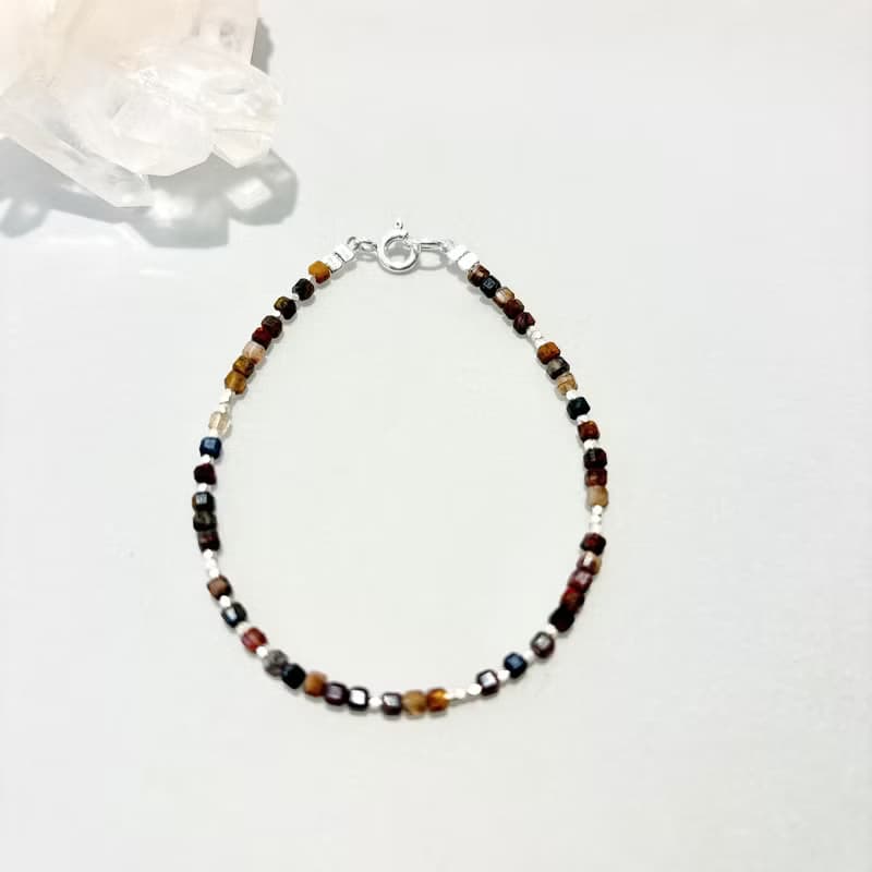 Ops Pietersite silver bracelet -限定/彼得石/925純銀/正方型