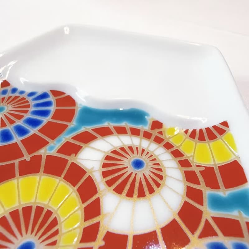 【九谷燒】青郊窯富士山造型盤-日本傘