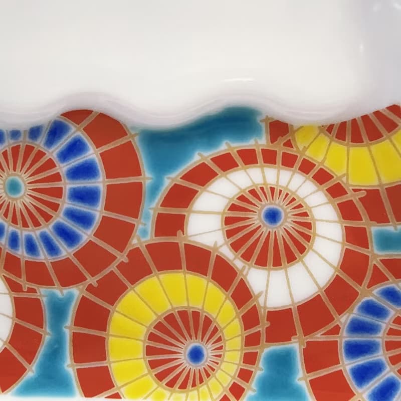 【九谷燒】青郊窯富士山造型盤-日本傘