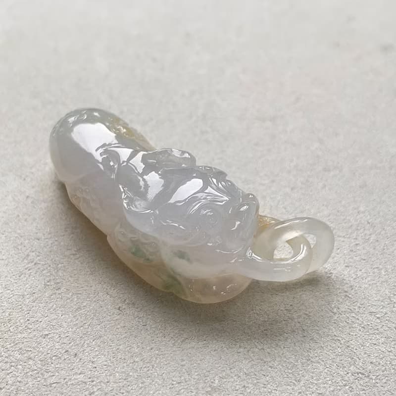 冰種飄黃翡翠貔貅 | 天然緬甸玉翡翠A貨