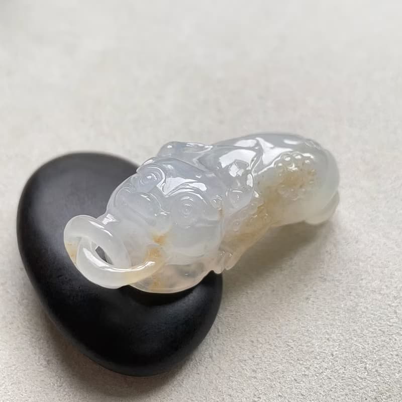 冰種飄黃翡翠貔貅 | 天然緬甸玉翡翠A貨