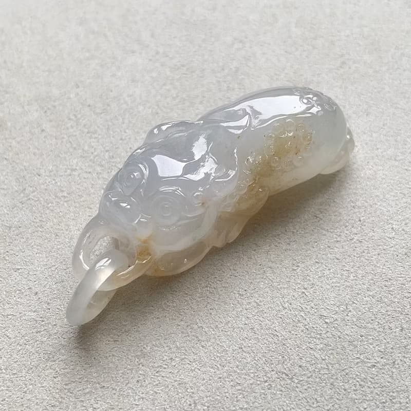 冰種飄黃翡翠貔貅 | 天然緬甸玉翡翠A貨
