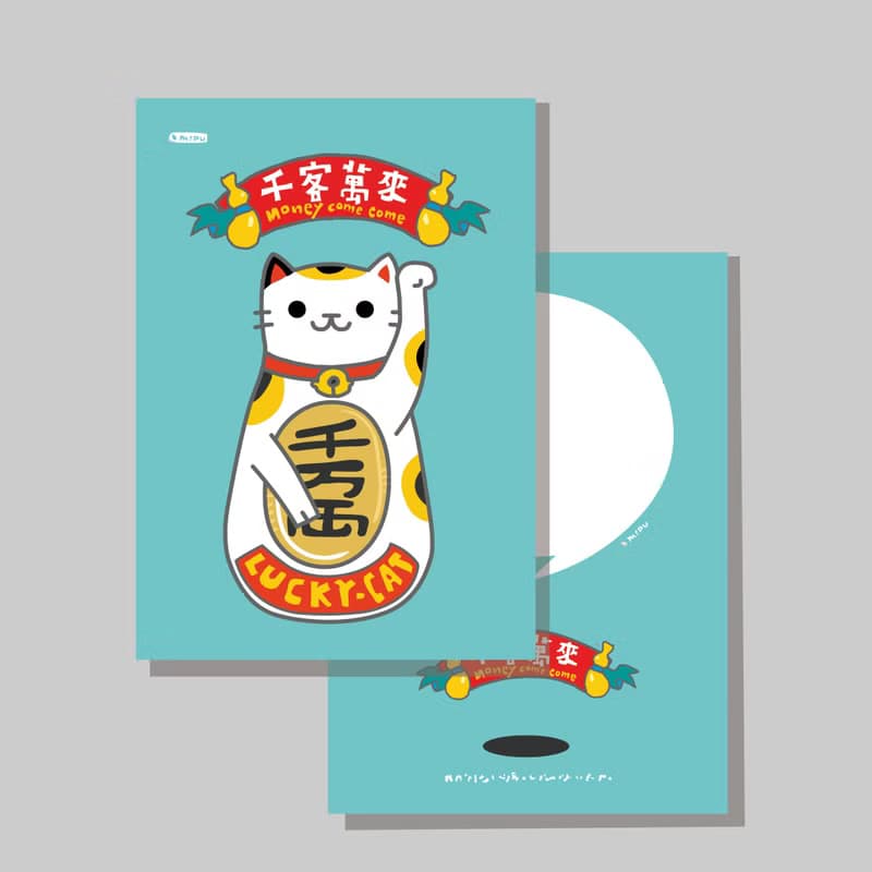 原創明信片/招財貓_英千萬/原創插畫/貓咪/文創卡片