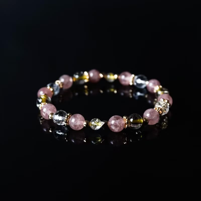 伊甸園 // 草莓晶鈦晶白水晶 手鍊 // 人緣 財富 放鬆