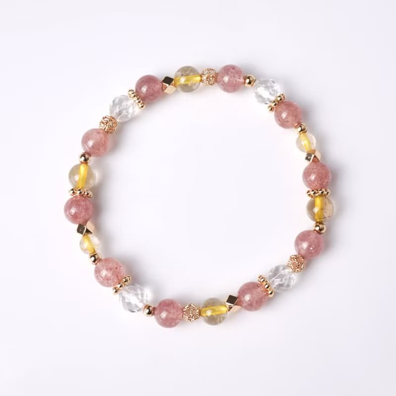 伊甸園 // 草莓晶鈦晶白水晶 手鍊 // 人緣 財富 放鬆