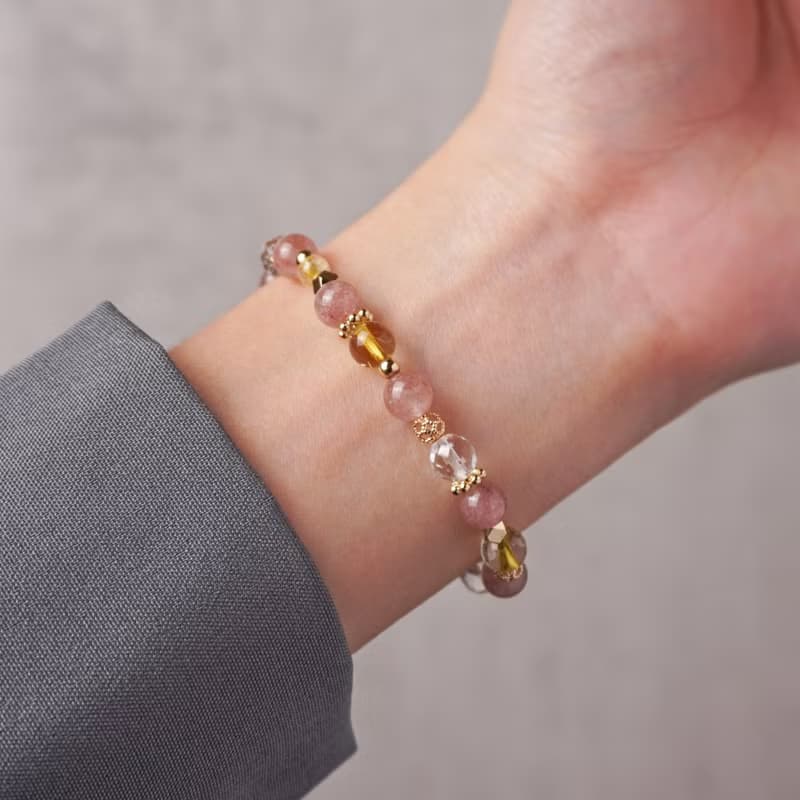 伊甸園 // 草莓晶鈦晶白水晶 手鍊 // 人緣 財富 放鬆