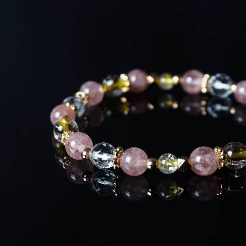 伊甸園 // 草莓晶鈦晶白水晶 手鍊 // 人緣 財富 放鬆