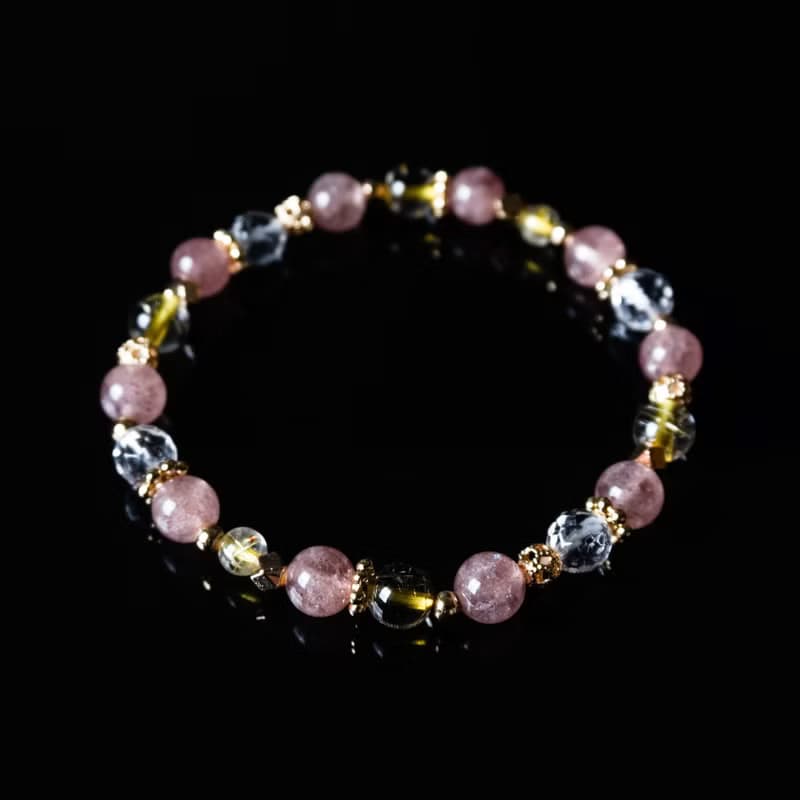 伊甸園 // 草莓晶鈦晶白水晶 手鍊 // 人緣 財富 放鬆