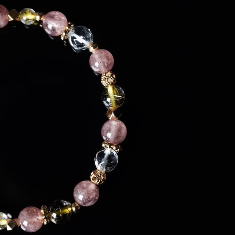 伊甸園 // 草莓晶鈦晶白水晶 手鍊 // 人緣 財富 放鬆