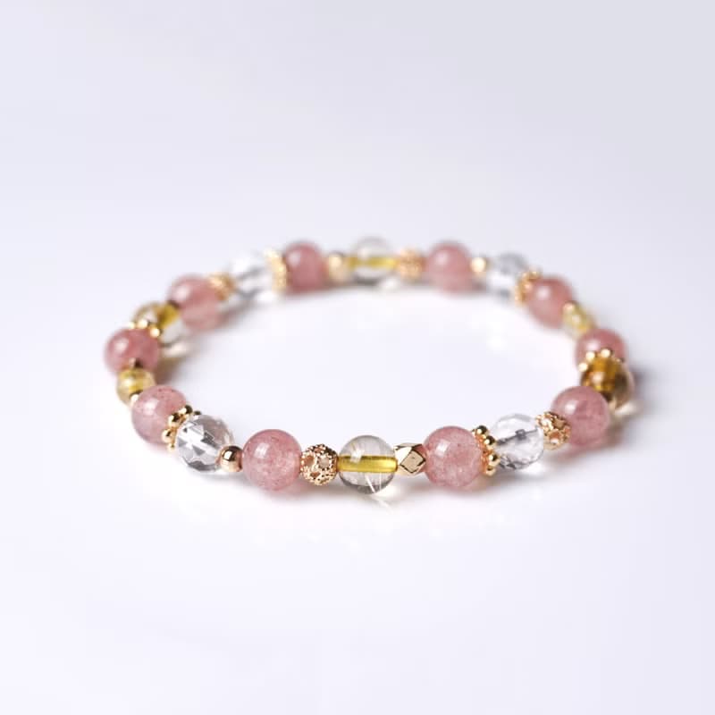 伊甸園 // 草莓晶鈦晶白水晶 手鍊 // 人緣 財富 放鬆