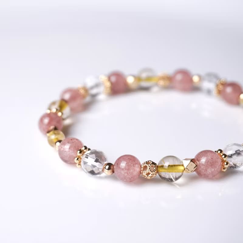 伊甸園 // 草莓晶鈦晶白水晶 手鍊 // 人緣 財富 放鬆