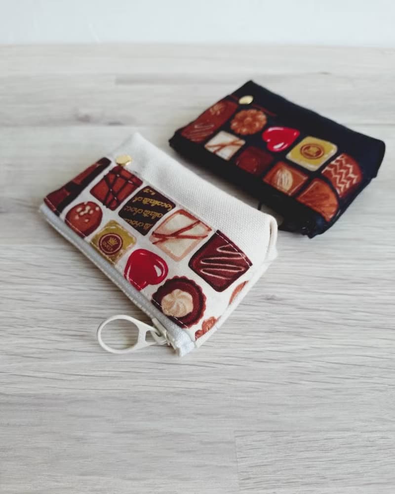 【FCC/小小零錢包】百味巧克力 黑 白 燙金 日本帆布 悠遊卡OK!