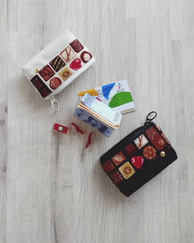 【FCC/小小零錢包】百味巧克力 黑 白 燙金 日本帆布 悠遊卡OK!