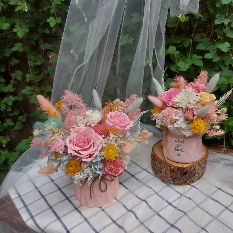 乾燥花 不凋花 禮物 /婚禮小物/盆花/桌花/開幕盆花 入厝盆花 禮