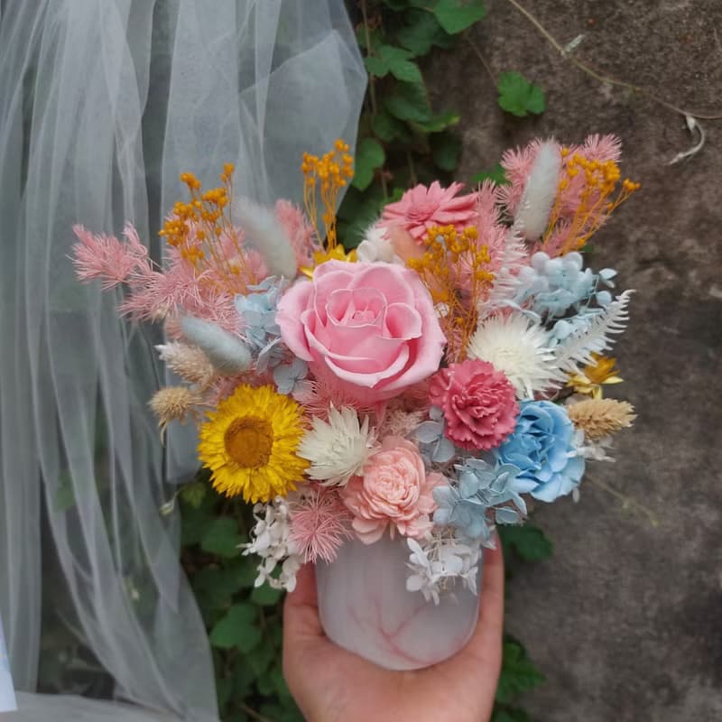乾燥花 不凋花 禮物 /婚禮小物/盆花/桌花/開幕盆花 入厝盆花 禮