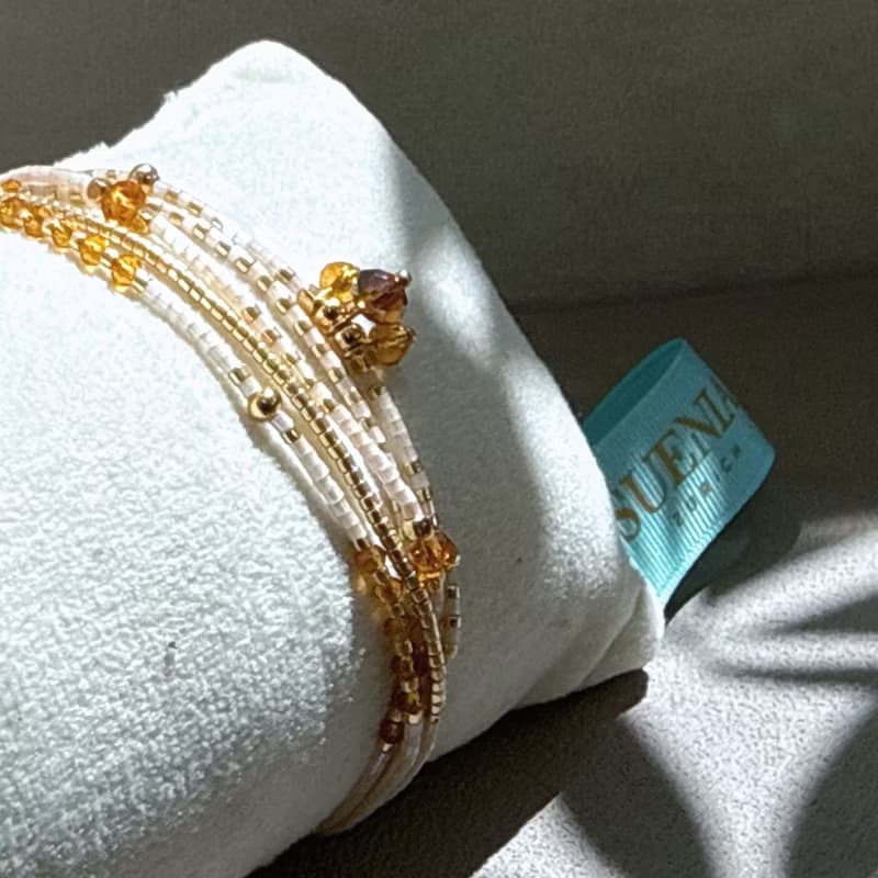 琥珀銀河 編織手環 (珍珠白)  手工 手鍊 多圈手鍊 疊搭手鍊 手環