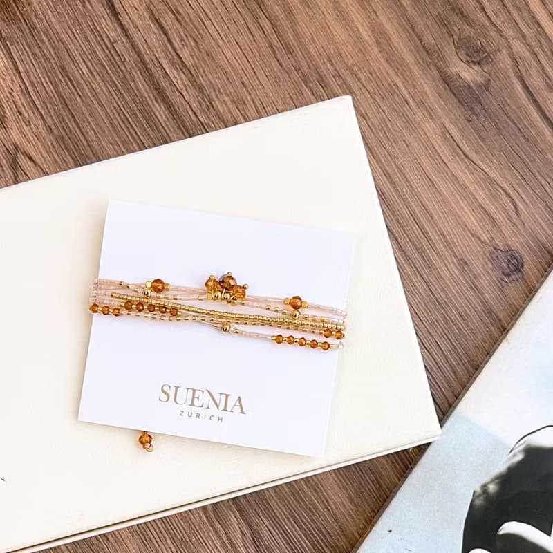 琥珀銀河 編織手環 (珍珠白)  手工 手鍊 多圈手鍊 疊搭手鍊 手環