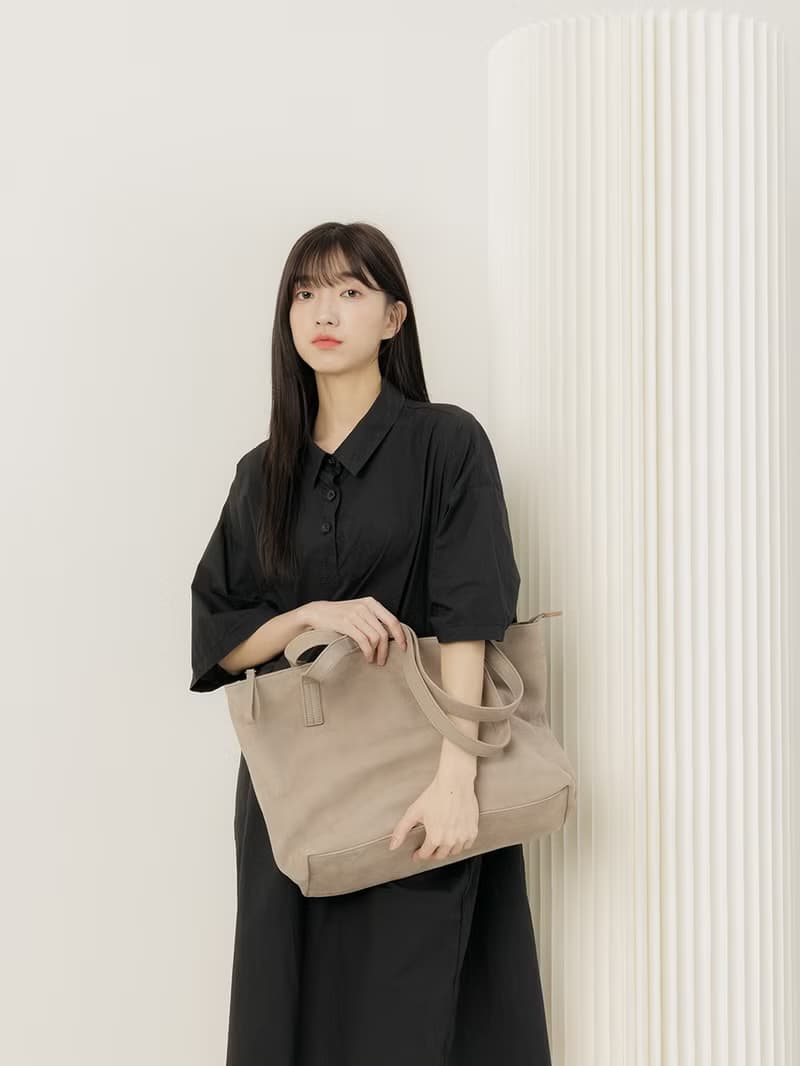 supportingrole 真皮輪廓簡約利落長背帶托特包  卡其米