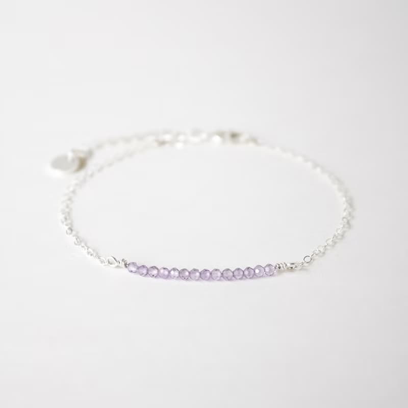 簡約淡紫色紫水晶配925銀手鍊 // 二月份生日石