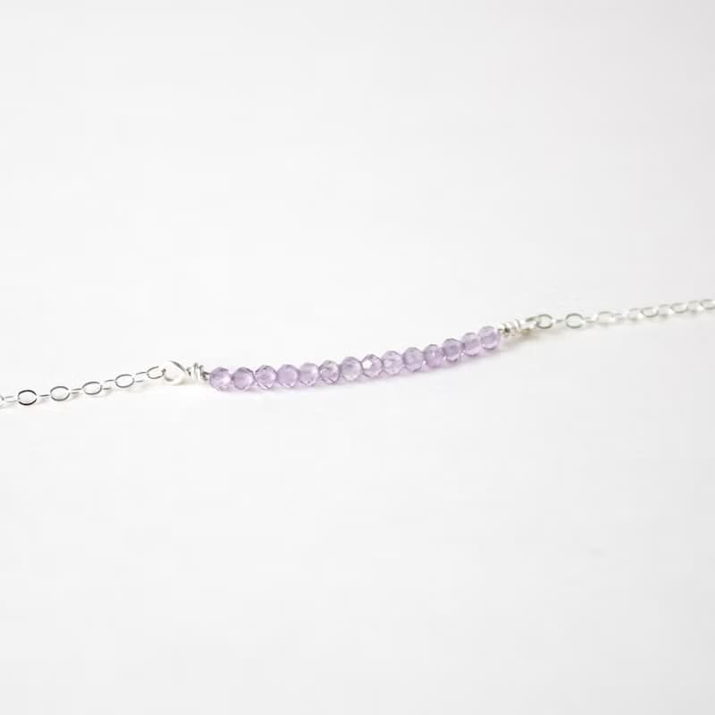 簡約淡紫色紫水晶配925銀手鍊 // 二月份生日石